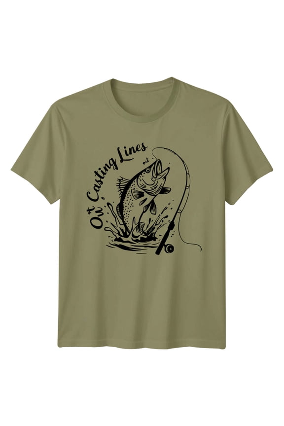 Out Casting Lines Fishing Hobbies Mens T-Shirt Angling Tee All Size S-5XL