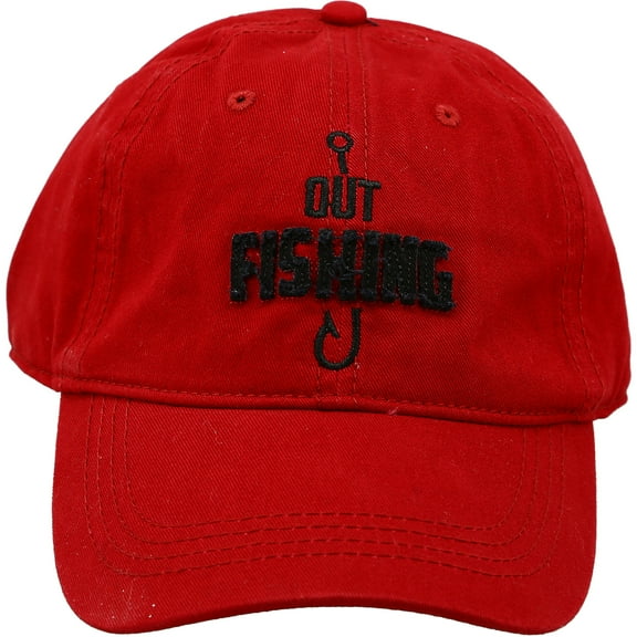 Out Fishing - Red Adjustable Hat