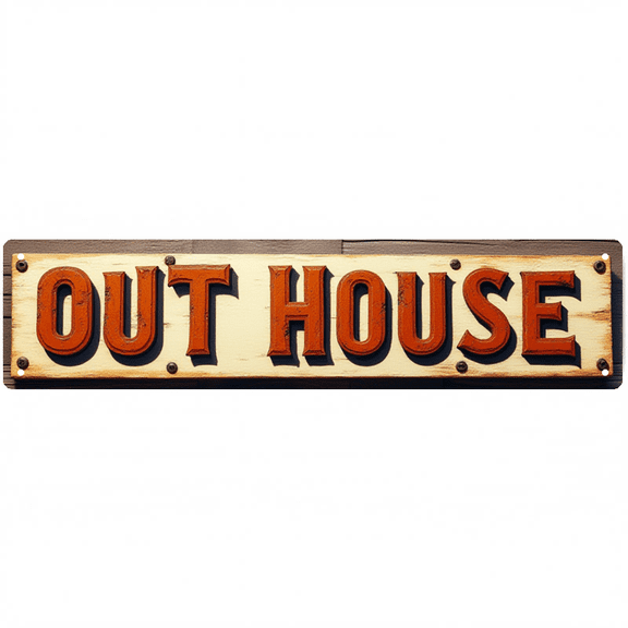 Out House Tin Sign - 16x4 Inch - Perfect for Farm, Backyard, Man Cave Decor - Tin Signs for Wall, Rustic Decor