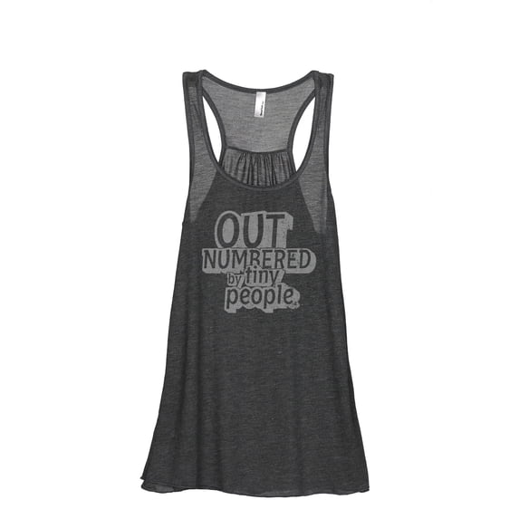 Out Numbered By Tiny People Women's Fashion Sleeveless Flowy Racerback Workout Yoga Tank Top Charcoal Grey Medium