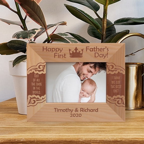 Out Of All The Dads In The World I Think We Got The Best One! Personalized Wooden Frame-5" x 3 1/2" Brown Horizontal