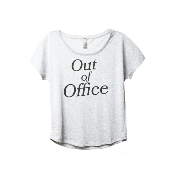 Out Of Office Women's Fashion Slouchy Dolman T-Shirt Tee Heather White X-Large