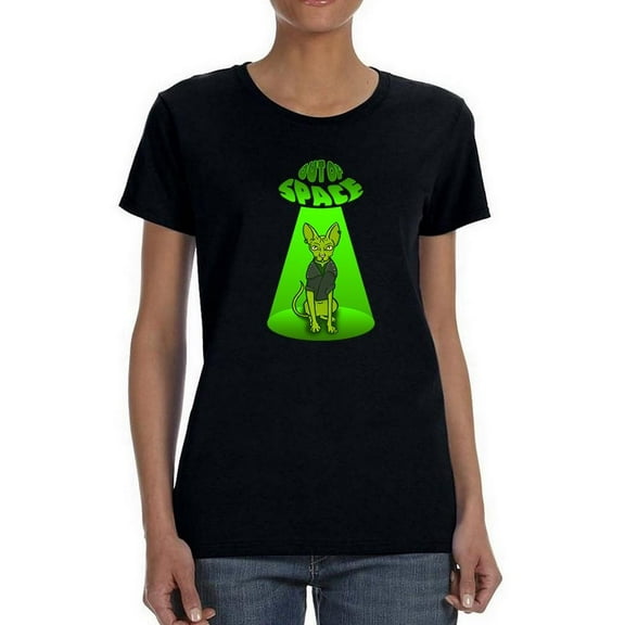 Out Of Space Sphynx Feline T-Shirt Women -Smartprints Designs, Female 4X-Large