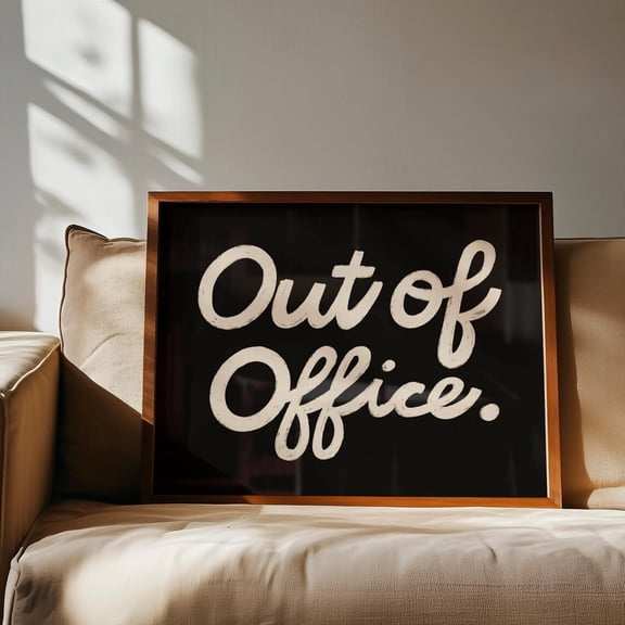 Out Office Mid Century Typography Modern Home Wall Decor