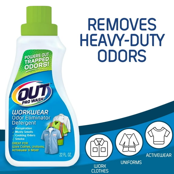 Out ProWash Odor Eliminator Laundry Detergent Liquid, Unscented, 22 oz., 1 Count