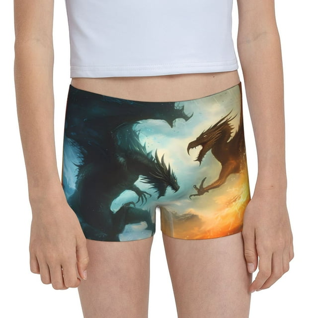Easygdp Red And Blue Flame Wave Dragon Girls Hipster Cotton Underwear
