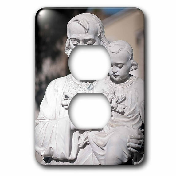 3dRose, Out Side Statue of Joseph and Jesus at Catholic Church In Southern Utah In White with it Back Lit, 2 plug outlet cover