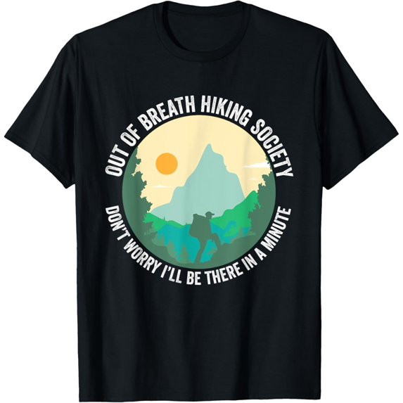Out of Breath Hiking Society Funny Hiker Trekking Backpacker T-Shirt