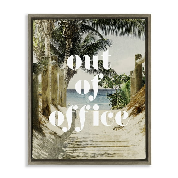 Out of Office Beach Path Brown Framed Floater Canvas Wall Art, design by Lil' Rue