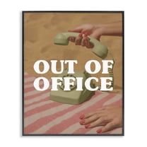 Out of Office Green Phone Black Framed Giclee Art, design by Lil' Rue