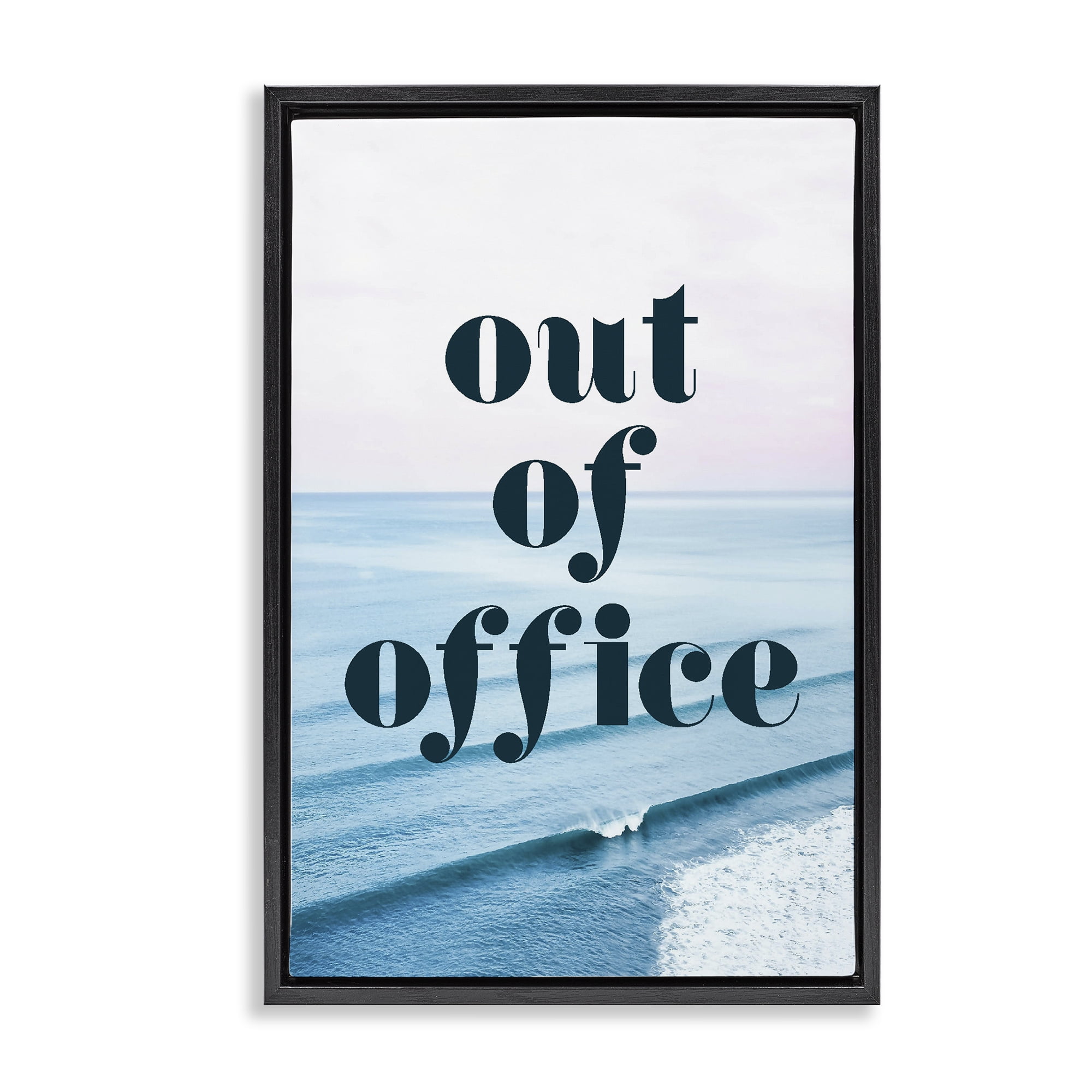 Out of Office Ocean Waves Black Framed Floater Canvas Wall Art, design by Lil' Rue