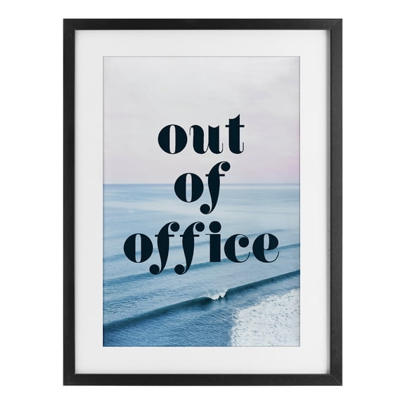 Out of Office Ocean Waves Black Framed Print Under Glass, design by Lil' Rue