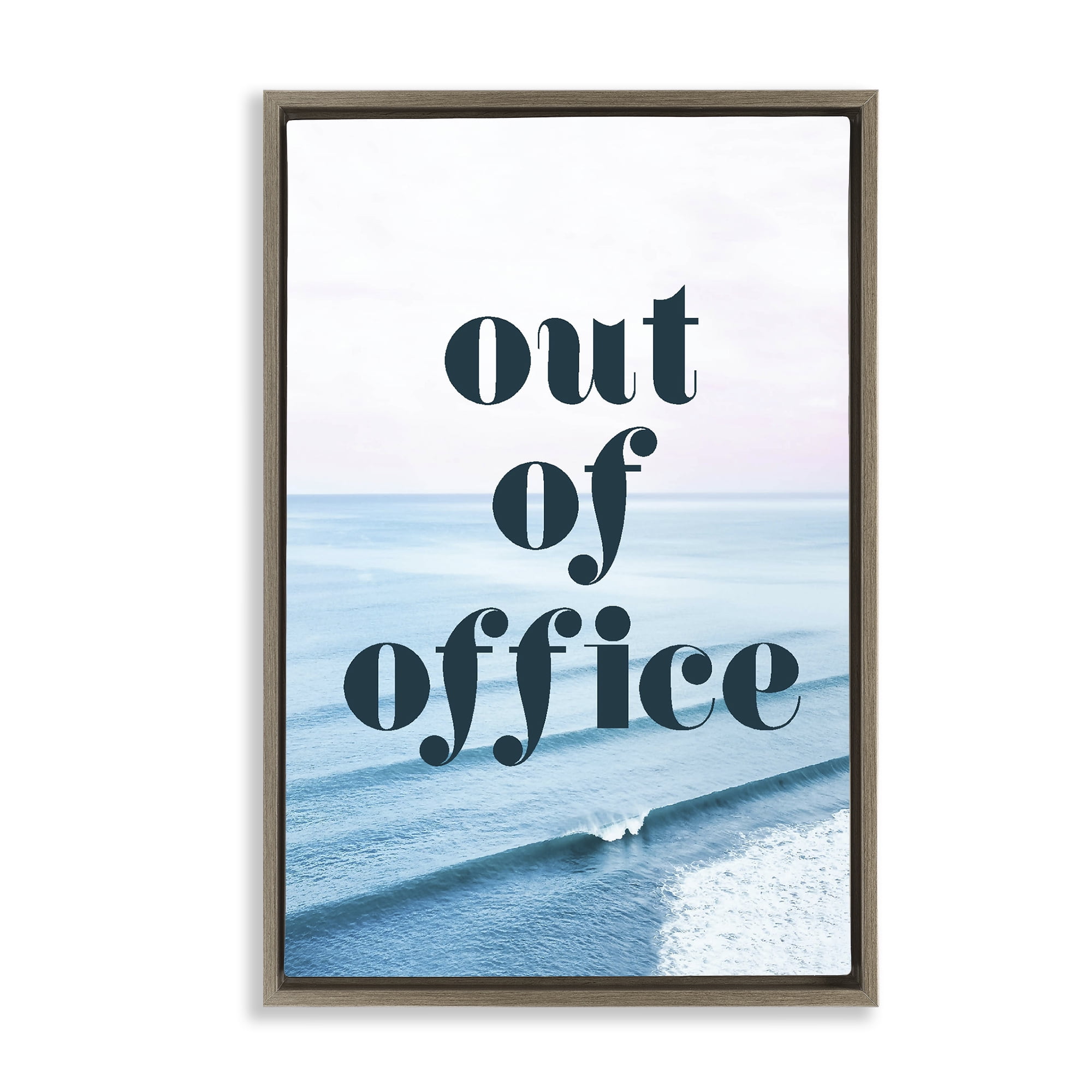 Out of Office Ocean Waves Brown Framed Floater Canvas Wall Art, design by Lil' Rue