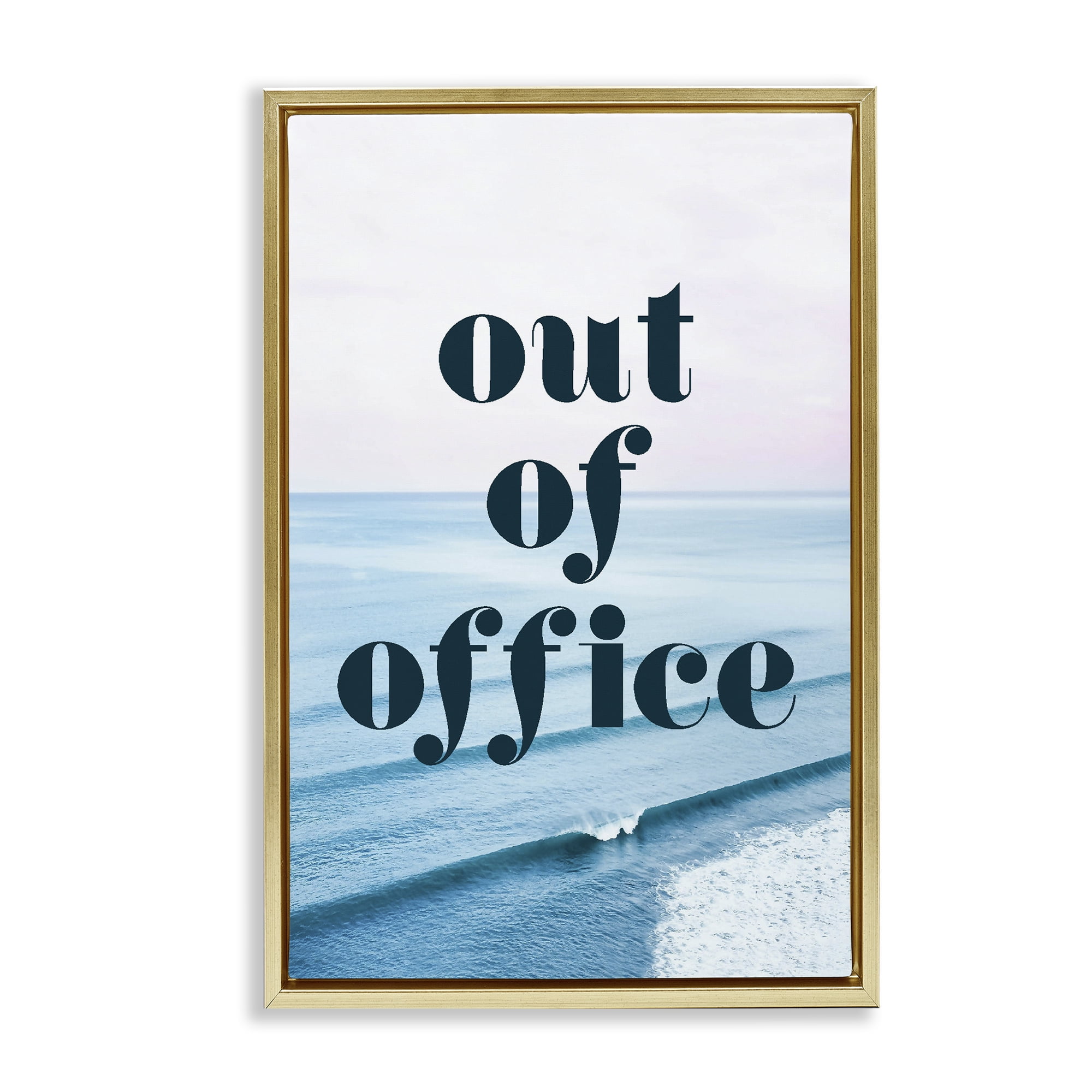 Out of Office Ocean Waves Gold Framed Floater Canvas Wall Art, design by Lil' Rue