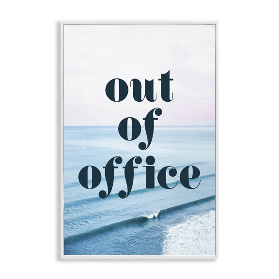 Out of Office Ocean Waves White Framed Giclee Art, design by Lil' Rue