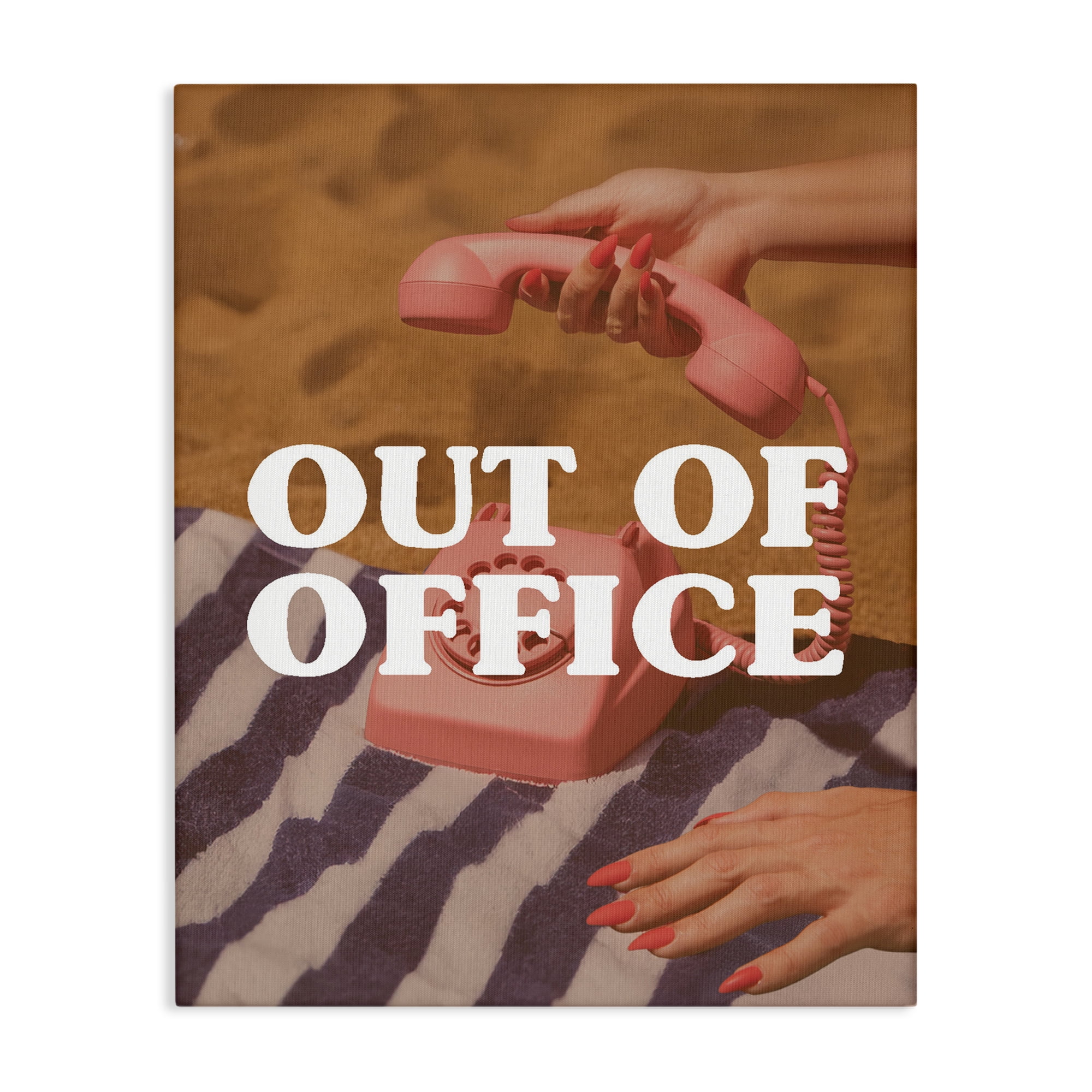 Out of Office Pink Phone Canvas Wall Art, design by Lil' Rue