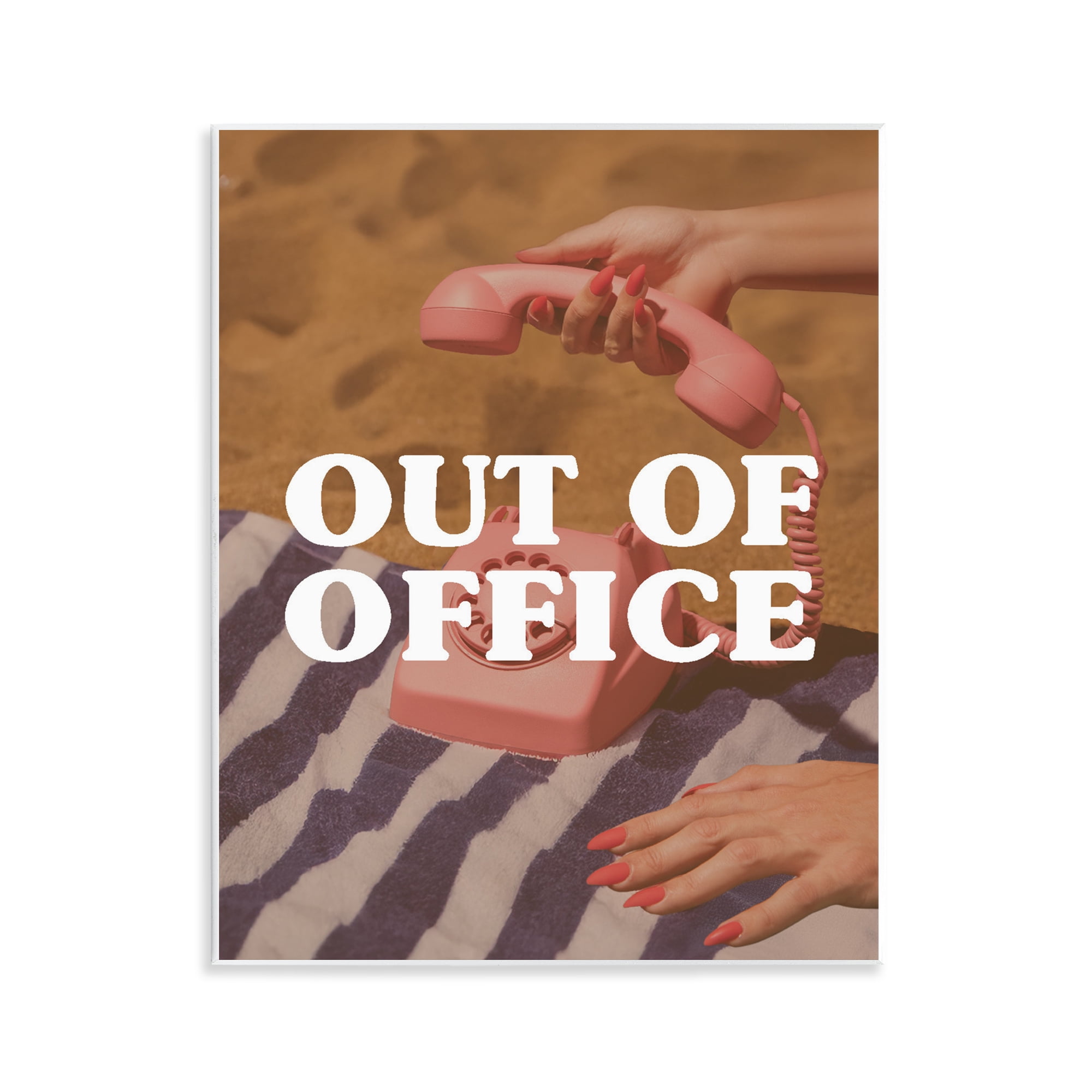 Out of Office Pink Phone Wall Plaque Art, design by Lil' Rue