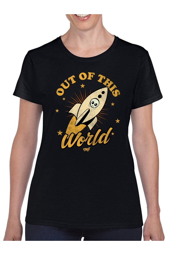 Out of This World - Alien Emoji Rocket Adventure Graphic Women's T-shirt