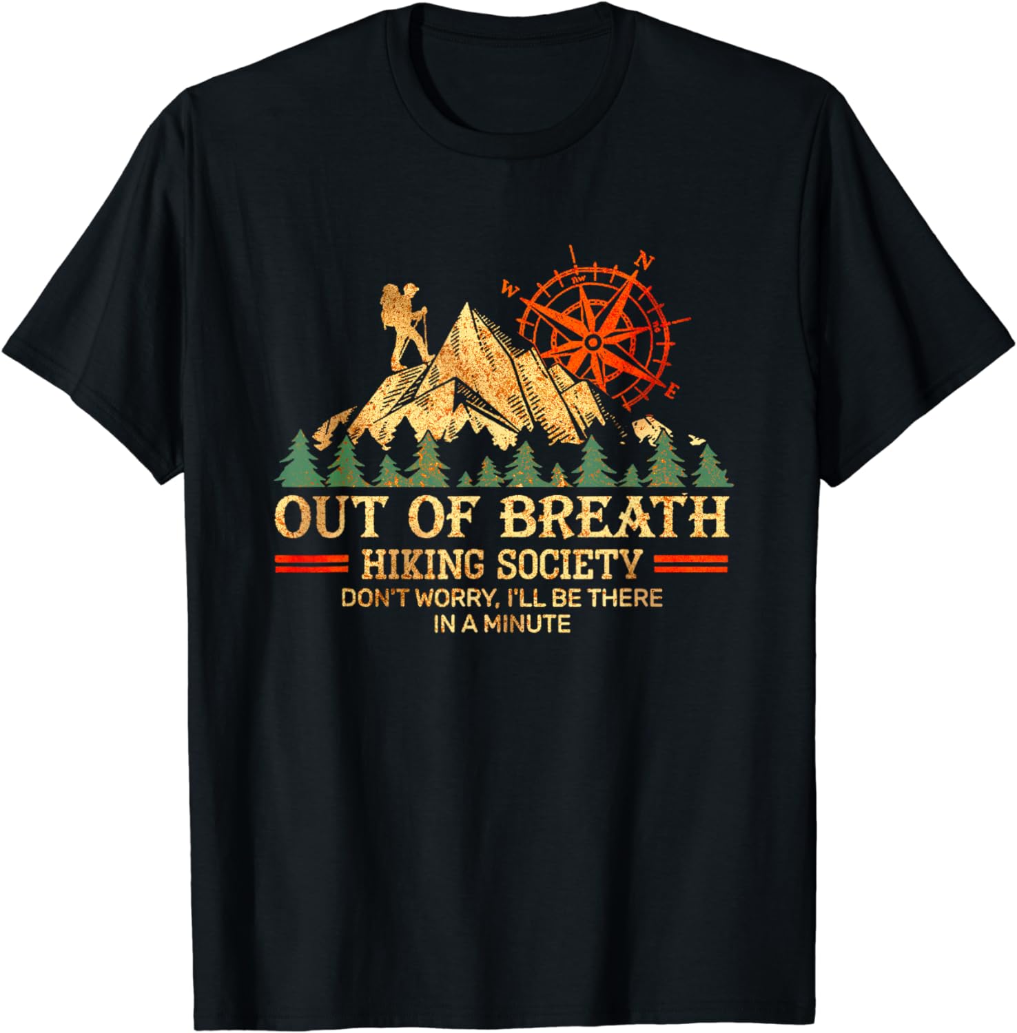 Funny Hiking Quote Stickers (3 Pack) - 'Out Of Breath Hiking Society' Waterproof Vinyl Decals 3\"x2.9\"