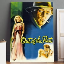 Out of the Past Movie Poster Printed on Canvas (5" x 7") Wall Art - High Quality Print, Ready to Hang - For Home Theater, Living Room, Bedroom Decor