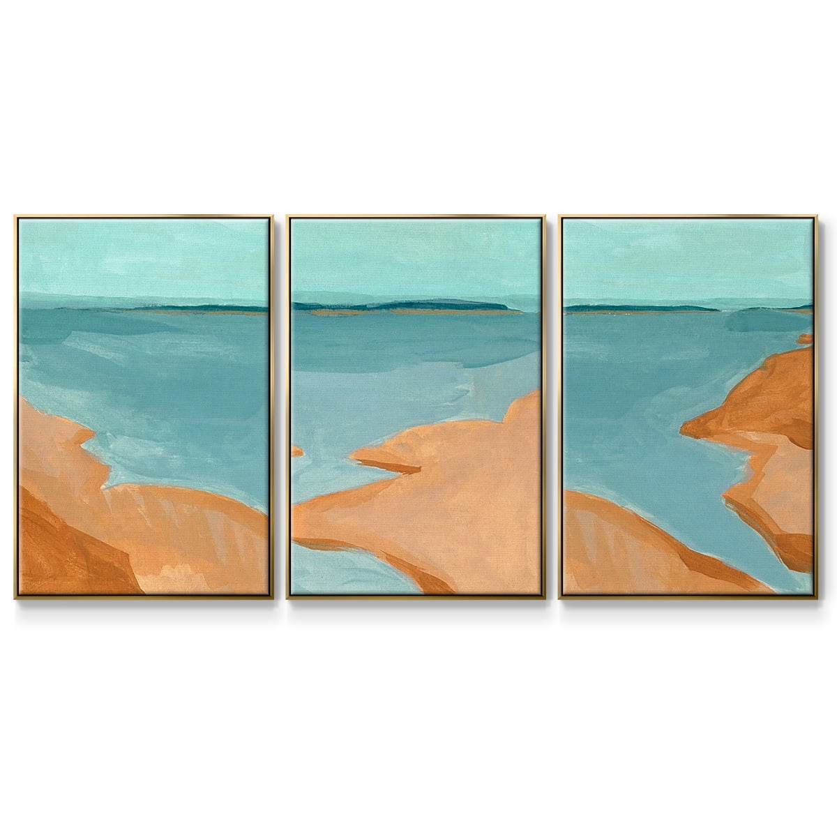 Out on the Sandbar I - Framed Premium Gallery Wrapped Canvas L Frame 3 Piece Set - Ready to Hang