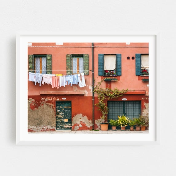 Out to Dry - Venice Veneto Italy Photography White Framed Wall Art Print 16 x 24 inches