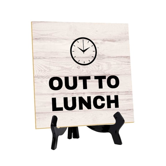 Out to Lunch 5"x 5" Square Table Sign With Acrylic Easel | Customer Service Reminders Table Signs