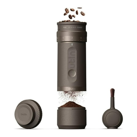 OutIn Fino Portable Electric Coffee Grinder with 28 Grind Sizes (Tundra Brown)
