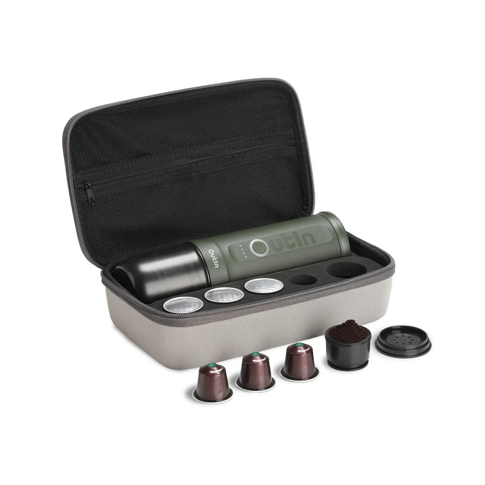 OutIn Nano Portable Electric Espresso Machine Travel Kit (Forest Green)