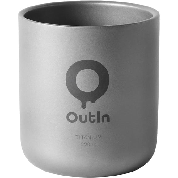 OutIn Ultralight Titanium Coffee Cup 220ml, Double-Wall Insulated Camping Mug, Lightweight Durable Travel Cup for Hiking Backpacking