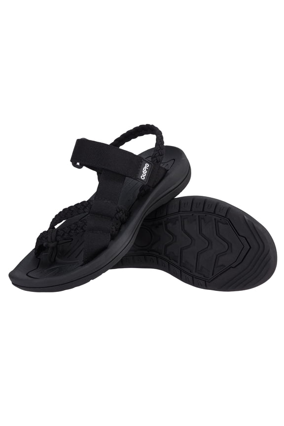 Hiking Sandals for Womens Comfortable Walking Flip Flop Sandals with Arch Support Athletic Sandals with Loop Straps for Beach Black