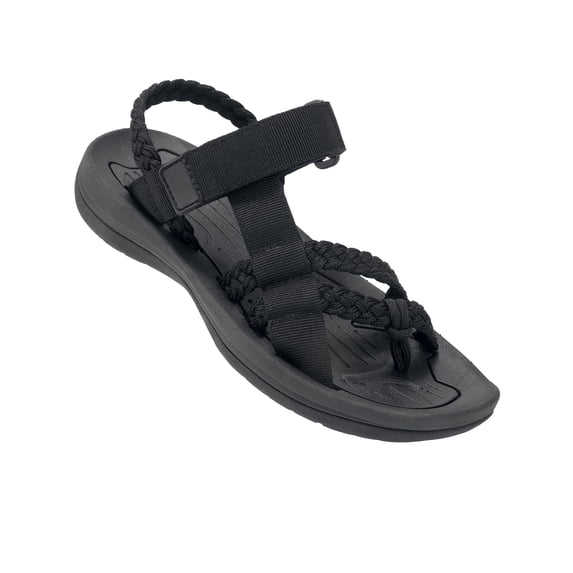OutPro Hiking Sandals for Womens Comfortable Walking Flip Flop Sandals with Arch Support Athletic Sandals with Loop Straps for Beach Black