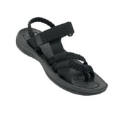 OutPro Hiking Sandals for Womens Comfortable Walking Flip Flop Sandals with Arch Support Athletic Sandals with Loop Straps for Beach Black