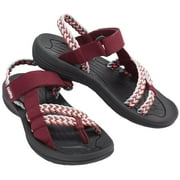 OutPro Womens Hiking Sandals for Female Comfortable Walking Flip Flop Sandals with Arch Support Athletic Sandals with Loop Straps for Beach Outdoor Red