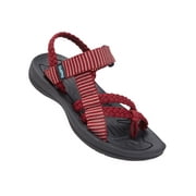OUTPRO Hiking Sandals for Womens Comfortable Walking Flip Flop Sandals with Arch Support Athletic Sandals with Loop Straps for Beach Wine Red US 9