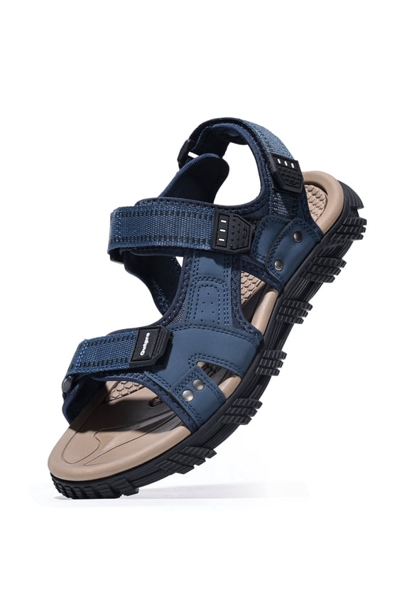 Men's Hiking Sandals Adjustable Arch Support Sandals Waterproof Leather Sandals Athletic Water Sandals