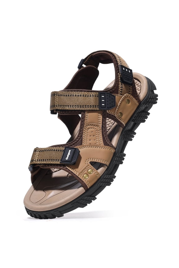 Men's Hiking Sandals Adjustable Arch Support Sandals Waterproof Leather Sandals Athletic Water Sandals