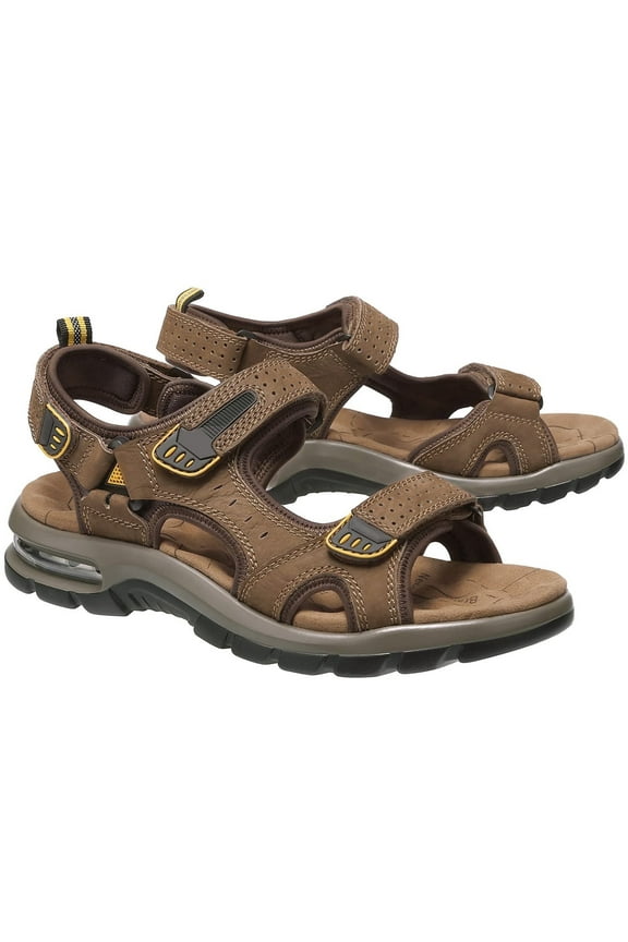 Men's Hiking Sandals Arch Support Casual Leather Sandals for Men Summer Outdoor Beach Sandals for Male Open Toe Athletic Shoes Outdoor Coffee