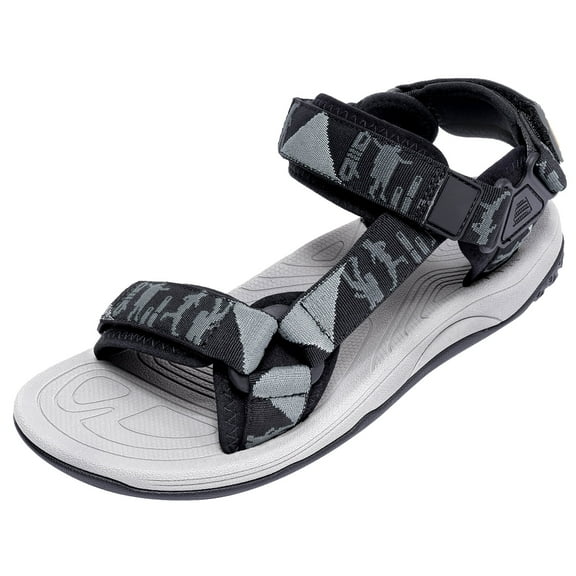 OutPro Men's Hiking Sandals Arch Support Casual Outdoor Flat Athletic Walking Shoes Black
