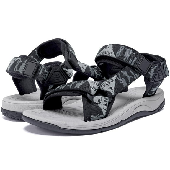 OutPro Men's Hiking Sandals Arch Support Casual Sandals Male Summer Outdoor Flat Walking Sandals Open Toe Athletic Shoes Black