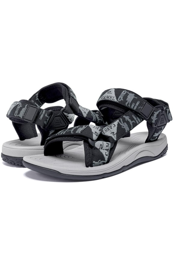 Men's Hiking Sandals Arch Support Casual Sandals Male Summer Outdoor Flat Walking Sandals Open Toe Athletic Shoes Black