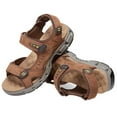 thumbnail image 1 of OutPro Men's Leather Sandals Hiking Outdoor Water Beach Sports Mens Sandals Fishermen for Summer Open Toe Adjustable Straps Dark Brown, 1 of 8