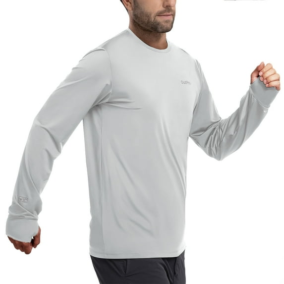 OutPro Men's Rash Guards UPF 50+ Sun UV Protection Clothing Mens Workout Shirts Fishing Long Sleeve Swimwear Rashguard UV Athletic Mens Workout Tops Activewear Quick Dry T-Shirt Gray XXXL