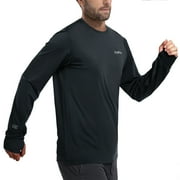 OutPro Men's Rash Guards UPF 50+ Sun UV Protection Clothing Mens Workout Shirts Fishing Long Sleeve Swimwear Rashguard UV Athletic Mens Workout Tops Activewear Quick Dry T-Shirt Black L