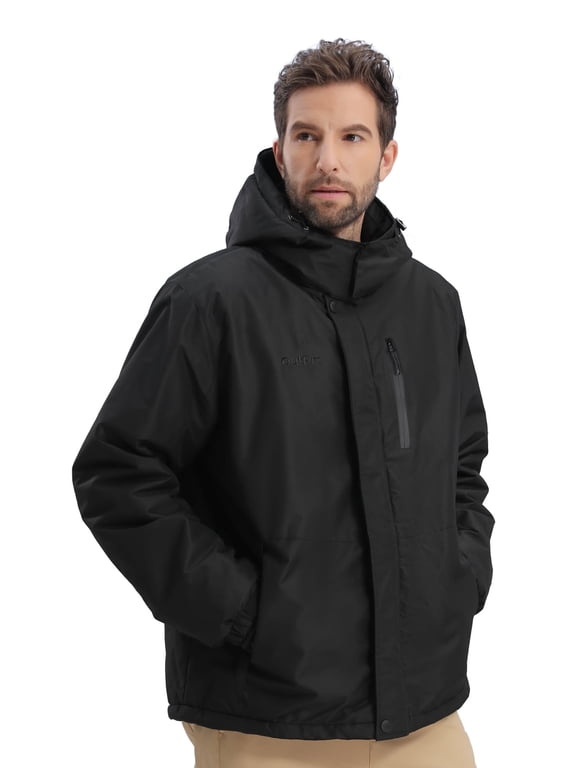 Mens Athletic Jackets Waterproof Outerwear Coats Windproof Ski Jacket Winter Parka Black