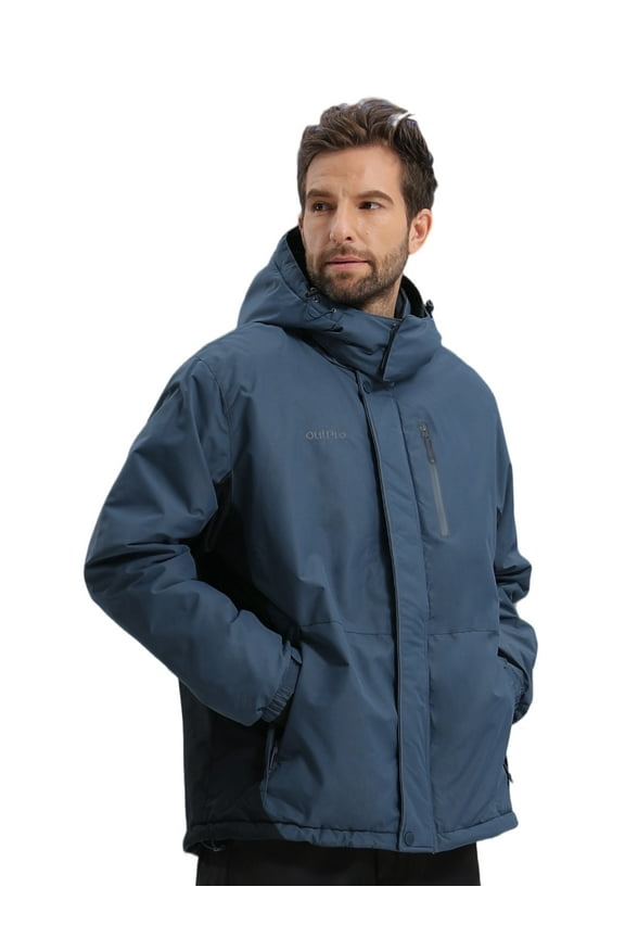 Mens Athletic Jackets Waterproof Outerwear Coats Windproof Ski Jacket Winter Parka Blue