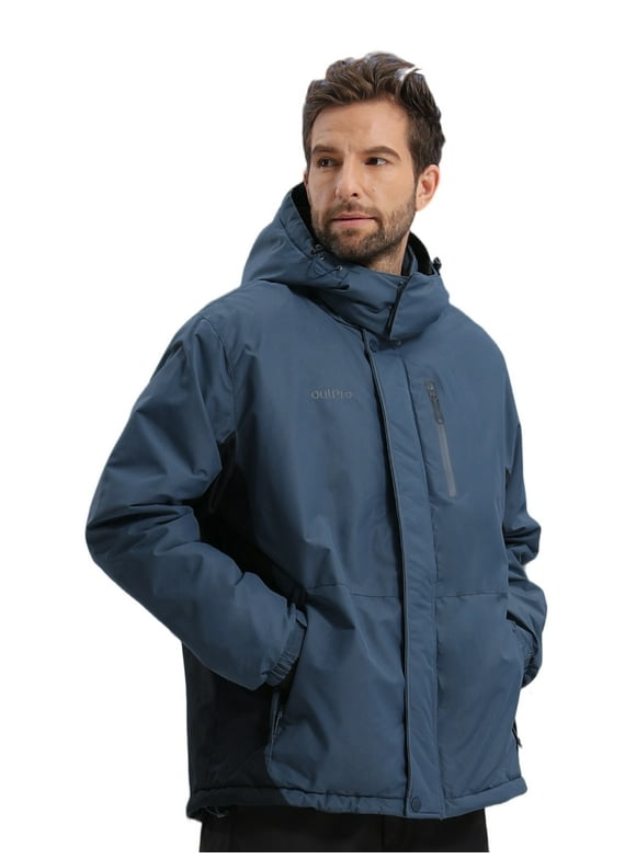 Mens Athletic Jackets Waterproof Outerwear Coats Windproof Ski Jacket Winter Parka Blue