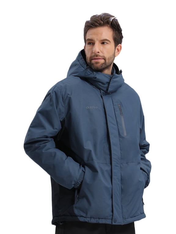 Mens Athletic Jackets Waterproof Outerwear Coats Windproof Ski Jacket Winter Parka Blue