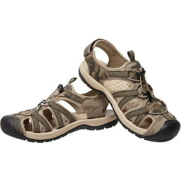 OutPro Mens Hiking Sandals Adjustable Closed Toe Sandals Breathable Athletic Sandals Beach Walking Summer Adventure Outdoor Sport Sandals Camouflage Green