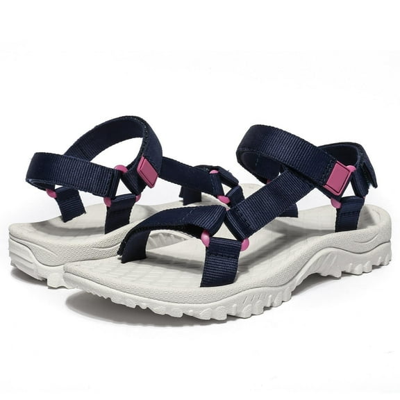 CAMEL Women's Hiking Sandals Adjustable Comfort Sandals Outdoor Footbed Casual Flat Sandal Summer Trekking Blue